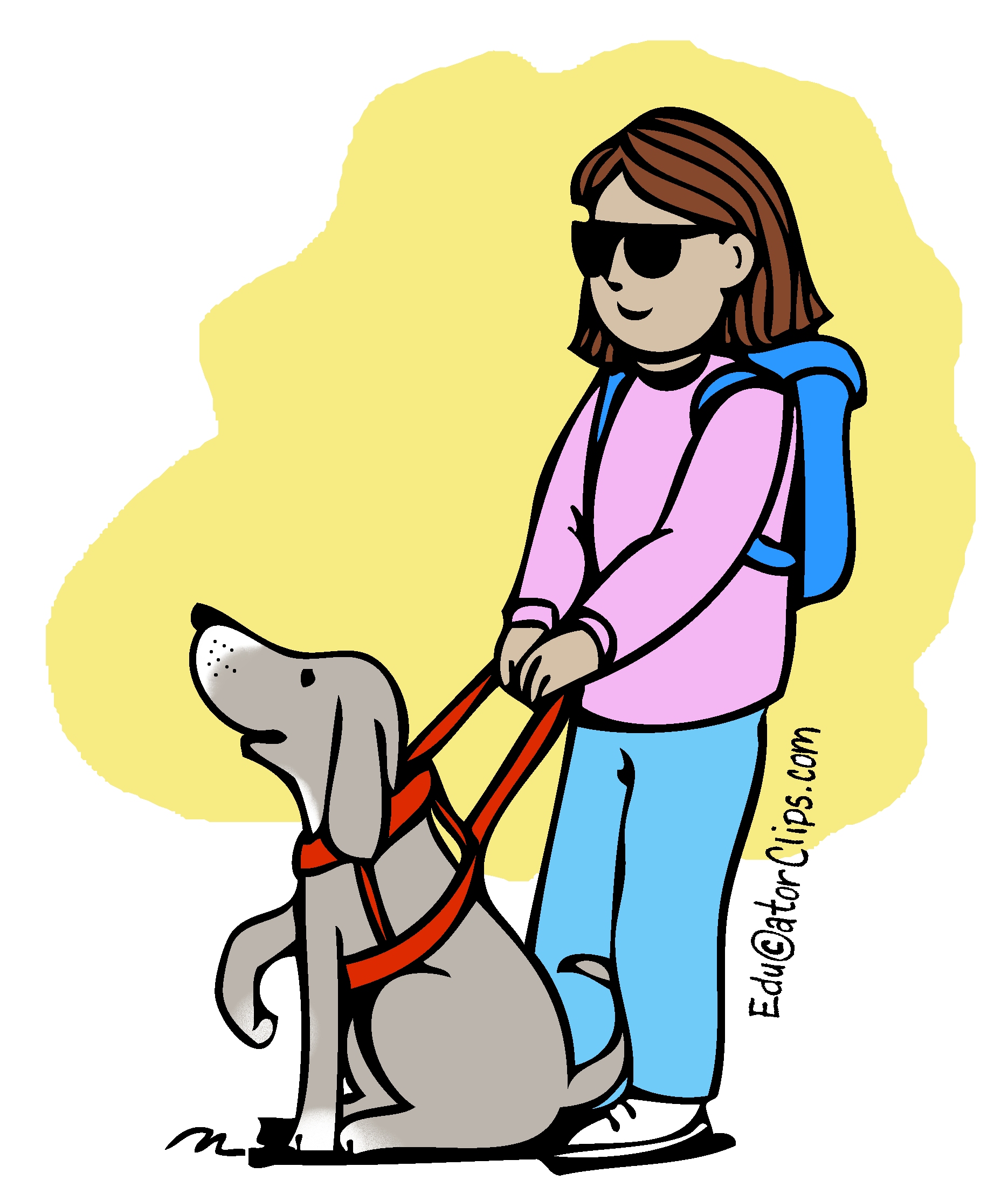 Service Dog and Student Clip Art