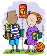 bus stop kids clip art