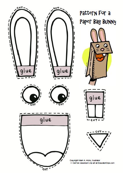 paper bag bunny puppet pattern